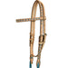 Teskey's 3/4" Roughout Browband Headstall w/Turquoise Buckstitch Tack - Headstalls Teskey's