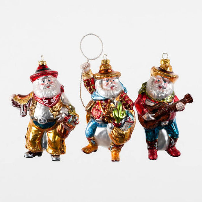 Glass Cowboy Santa Ornament HOME & GIFTS - Home Decor - Seasonal Decor One Hundred 80 Degrees   