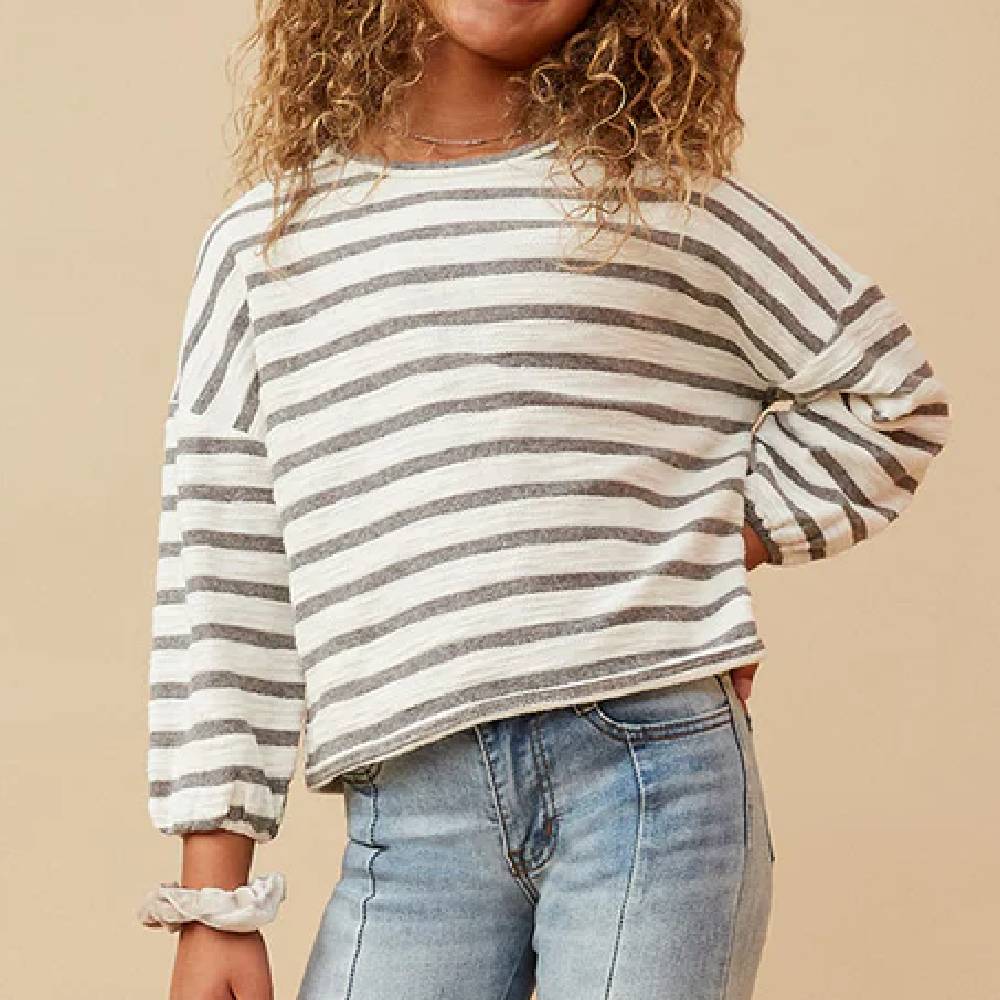 Hayden Girl's Textured Striped Cropped Knit Top - FINAL SALE KIDS - Girls - Clothing - Tops - Long Sleeve Tops HAYDEN LOS ANGELES   
