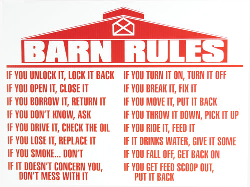 Barn Rules Sign Barn - Accessories MISC   