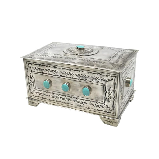 J. Alexander 9 Stone Box w/Turquoise HOME & GIFTS - Home Decor - Decorative Accents J. ALEXANDER RUSTIC SILVER   