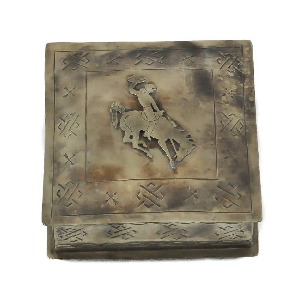 J. Alexander Stamped Silver Bronco Icon Box HOME & GIFTS - Home Decor - Decorative Accents J. Alexander Rustic Silver   
