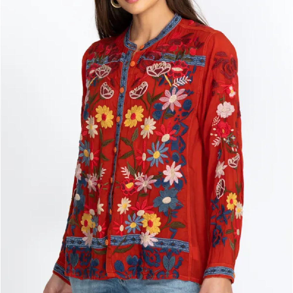 Johnny Was Edie Embroidered  Blouse WOMEN - Clothing - Tops - Long Sleeved Johnny Was Collection   