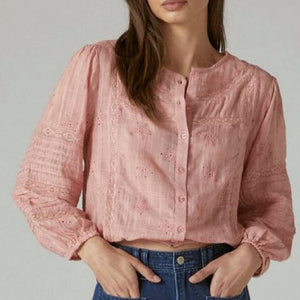 Lucky Brand Textured Popover Top - FINAL SALE WOMEN - Clothing - Tops - Short Sleeved LUCKY BRAND JEANS   