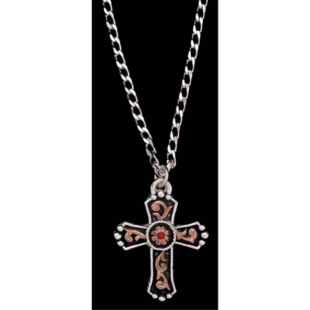 Montana Silversmiths Western Mosaic Cross Necklace - Gold Buckle Tack