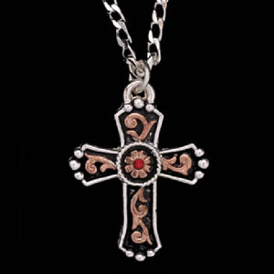 Men's Silver and Gold Cross Necklace MEN - Accessories - Jewelry & Cuff Links M&F Western Products   