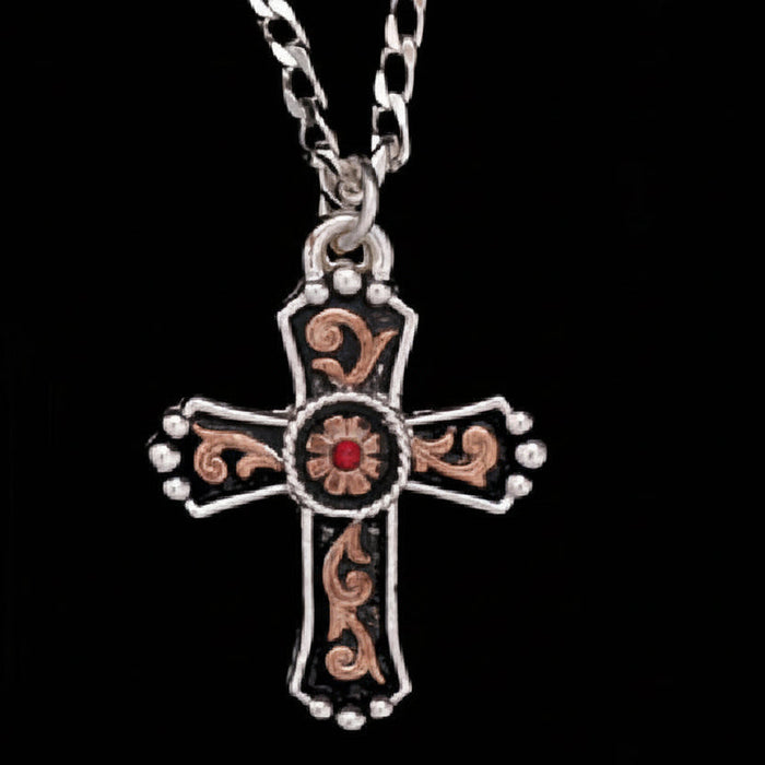 Silver & Gold Cross Necklace MEN - Accessories - Jewelry & Cuff Links M&F Western Products   