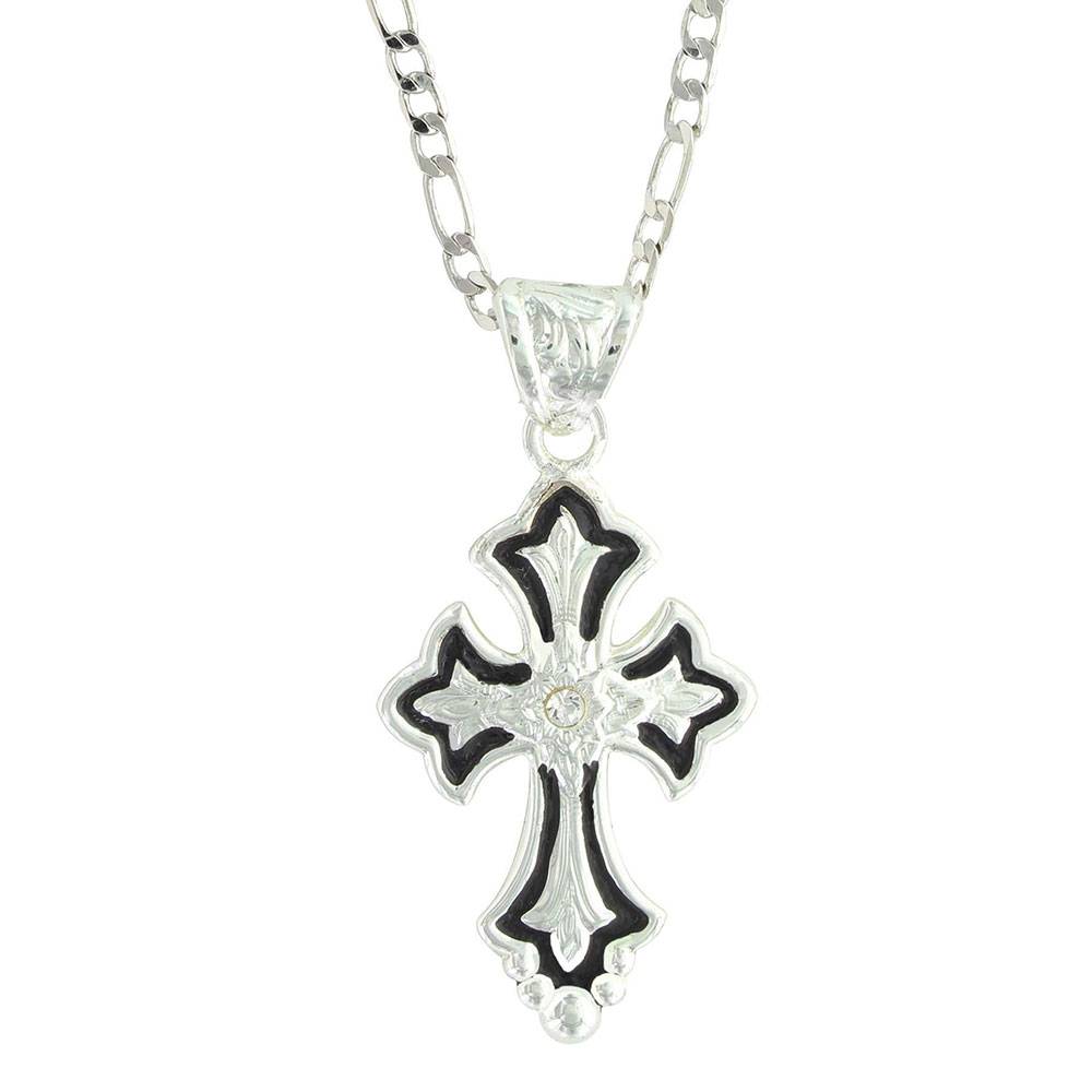 Montana Silversmiths Silver & Black Filigree Cross Necklace MEN - Accessories - Jewelry & Cuff Links Montana Silversmiths   
