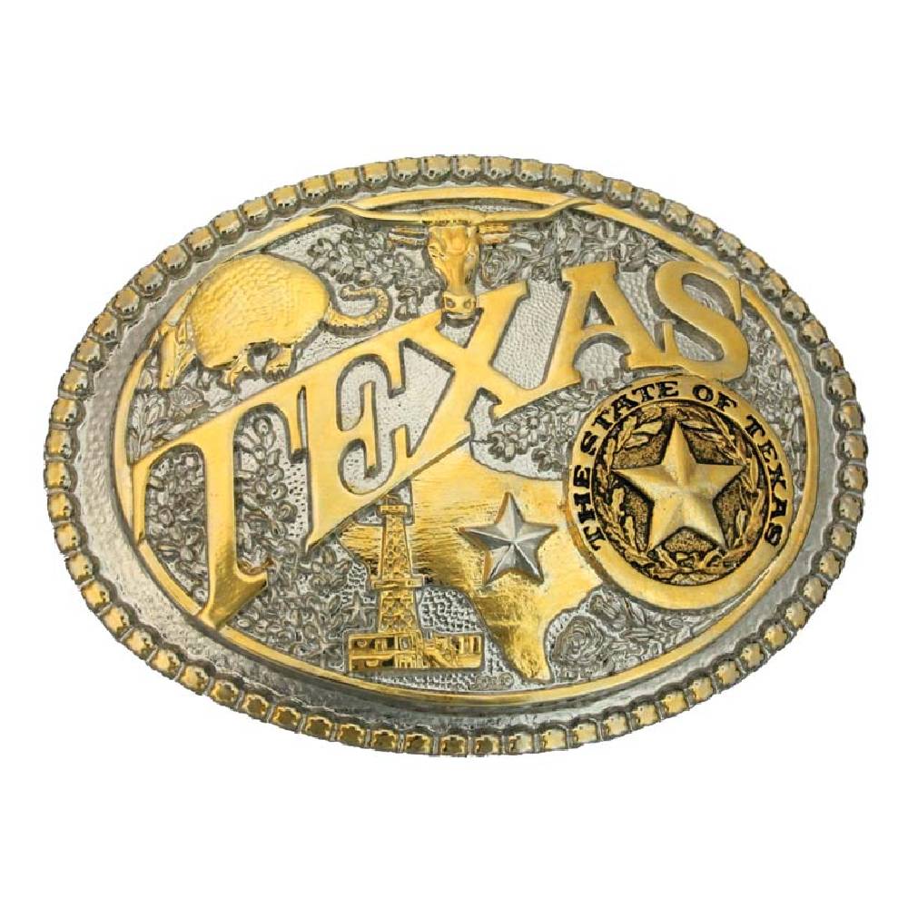 Montana Silversmiths Two Tone Texas State Oval Buckle ACCESSORIES - Additional Accessories - Buckles Montana Silversmiths   