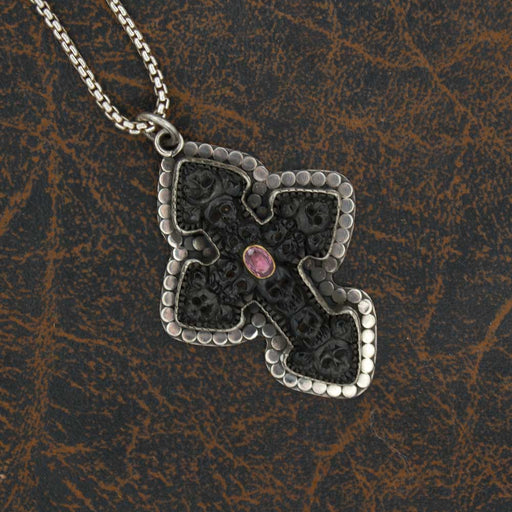 Comstock Heritage Skull Cross Carved Russian Jet Necklace WOMEN - Accessories - Jewelry - Necklaces Comstock Heritage   