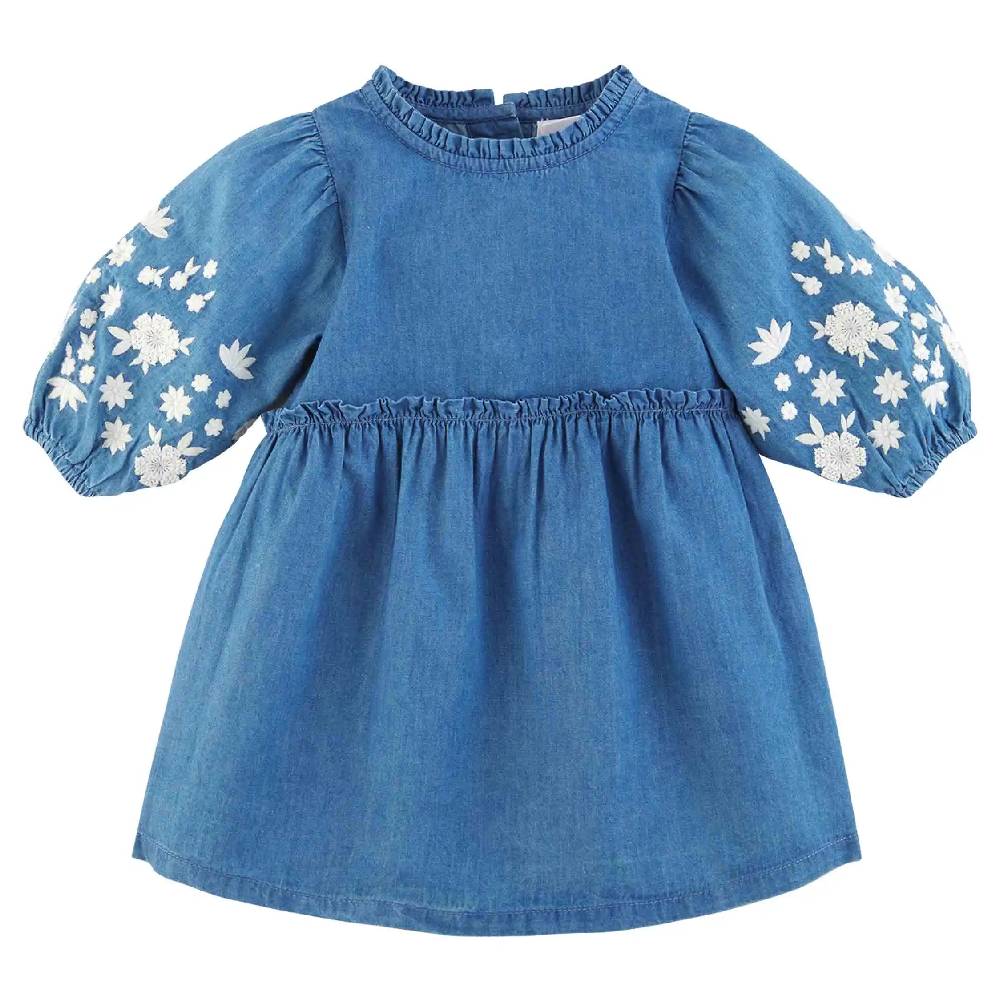 Toddler Girl Solid color Collar Button Design Denim Dress Only $18.99  PatPat US Mobile