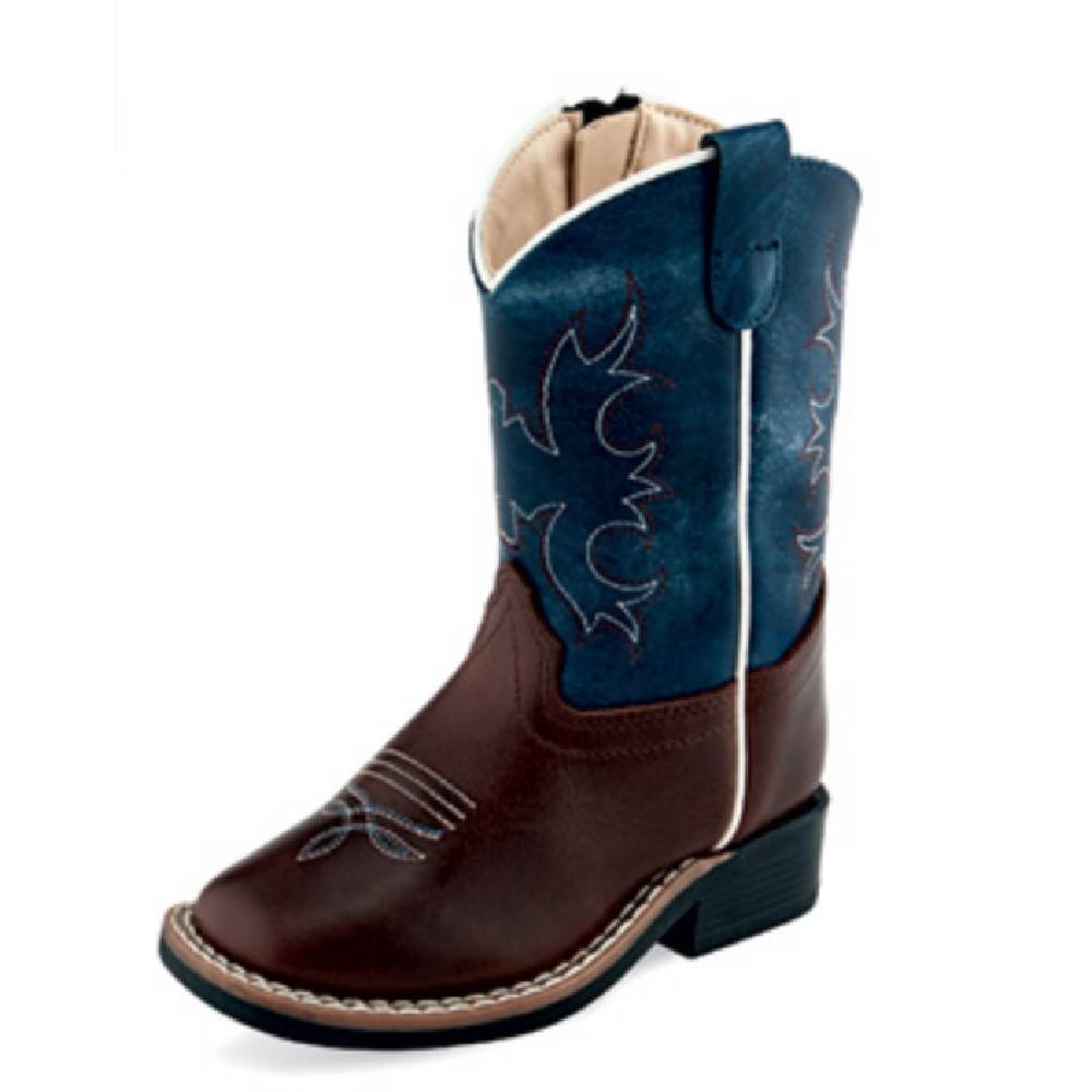 Old West Square Toe Boot - Brown/Blue KIDS - Boys - Footwear - Boots Old West   