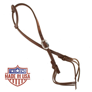 Patrick Smith One Ear Headstall With Pineapple Knot Tie Ends Tack - Headstalls Patrick Smith Heavy Oil  
