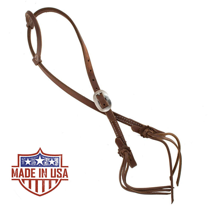 Patrick Smith One Ear Headstall w/Pineapple Knot Tie Ends Tack - Headstalls Patrick Smith Heavy Oil