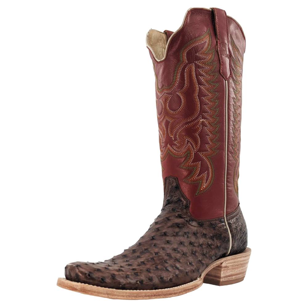 R Watson Men's Kango Tobac Full Quill Ostrich Boot - Teskeys
