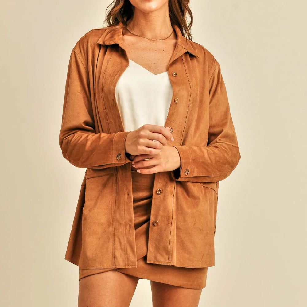 Reset Suede Button Down Jacket - FINAL SALE WOMEN - Clothing - Outerwear - Jackets Reset By Jane   