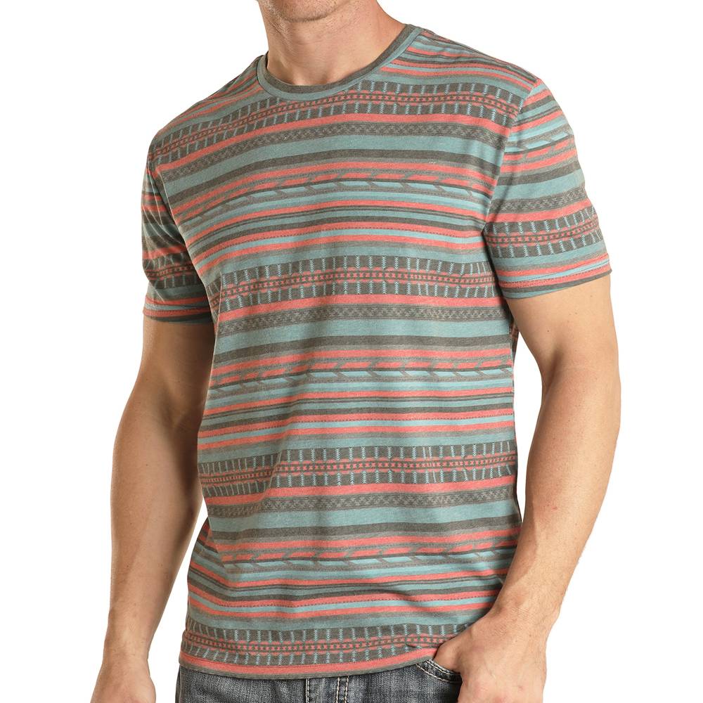 Rock & Roll Denim Men's Stripe Aztec Tee - FINAL SALE MEN - Clothing - T-Shirts & Tanks Panhandle   
