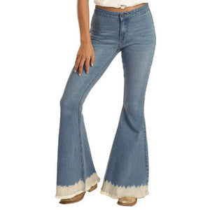 Rock & Roll Denim Bleached Hem Flare Jean WOMEN - Clothing - Jeans Panhandle   
