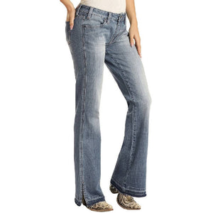 Rock & Roll Denim Mid Rise Split Trim Trouser Jean - FINAL SALE WOMEN - Clothing - Jeans Panhandle   