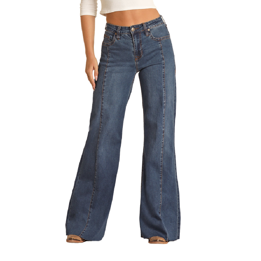 Rock & Roll Denim Front Seam Palazzo Jean - FINAL SALE WOMEN - Clothing - Jeans Panhandle   