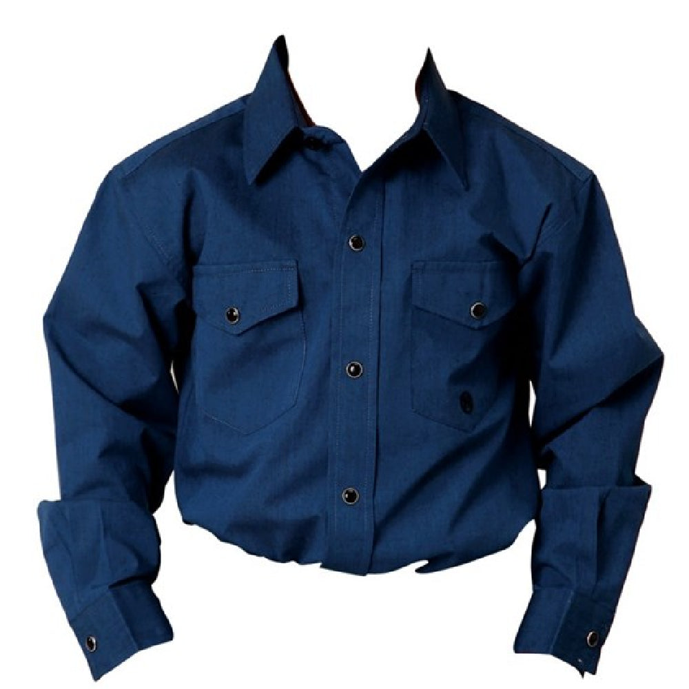 Roper Boy's Pearl Snap Western Shirt -  Solid Blue - FINAL SALE KIDS - Boys - Clothing - Shirts - Long Sleeve Shirts Roper Apparel & Footwear   