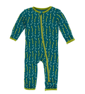 Kickee Pants Print Zipper Coverall - Multiple Prints KIDS - Baby - Baby Girl Clothing Kickee Pants Oasis Worm 0-3M 