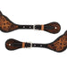 Weaver Mens Turquoise Cross Floral Tooled Spur Straps Tack - Spur Straps Weaver