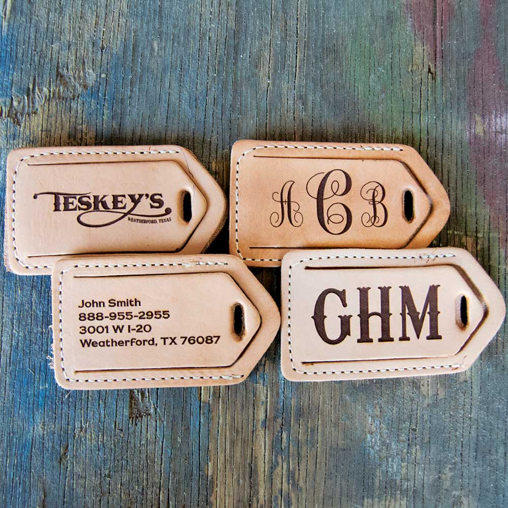 Teskey's Leather Luggage Tags with Personalized Engraving