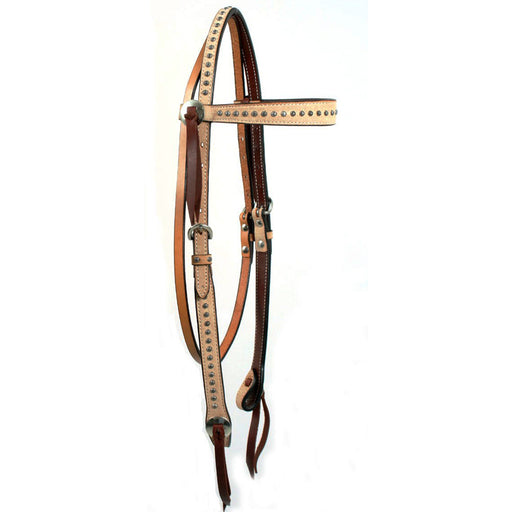 Teskey's Rough Out Headstall w/Silver Sun Dots Tack - Headstalls Teskey's