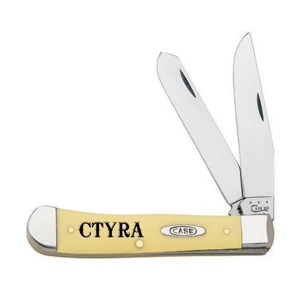 Trophy Case Trapper Yellow Handled Knife Customs & Awards - MISC Teskey's