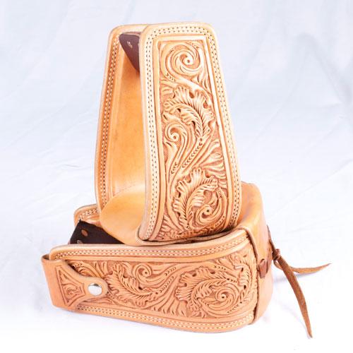 Trophy Leather Tooled Stirrups #5 Customs & Awards - Stirrups Teskey's