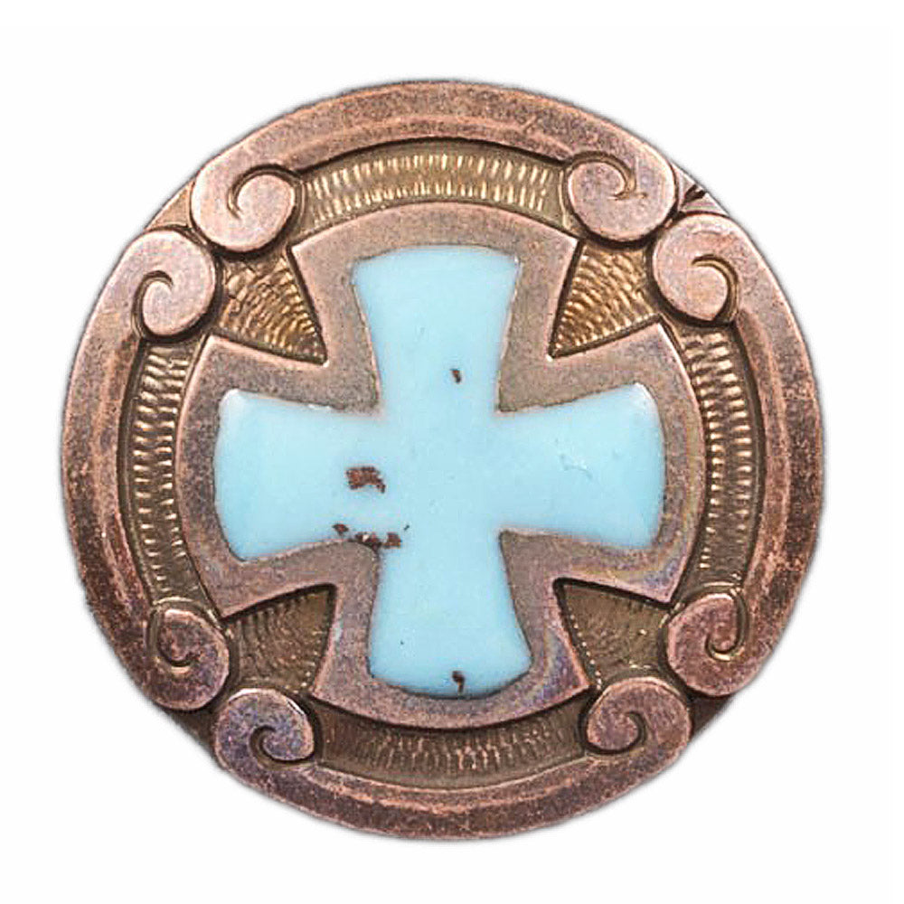 Copper Plated Antique with Turquoise Concho Tack - Conchos & Hardware - Conchos MISC Chicago Screw 1" 