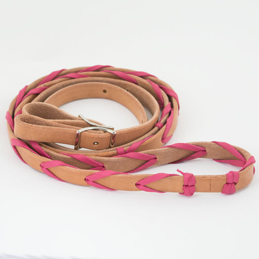 Teskey's 5/8" Barrel Rein with Latigo Lacing Tack - Reins Teskey's Pink  