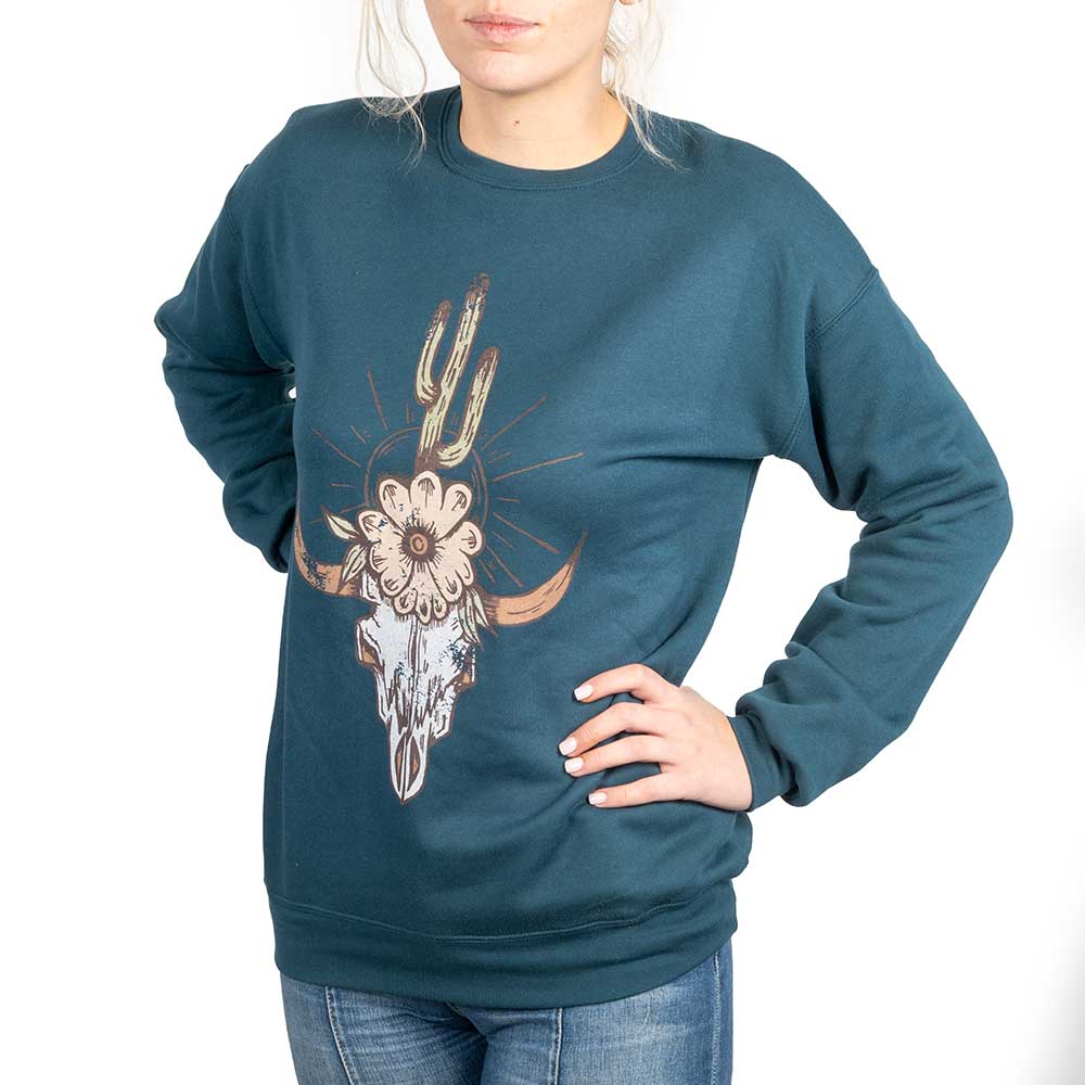 Women's Cactus Skull Sweatshirt WOMEN - Clothing - Sweatshirts & Hoodies J. FORKS   