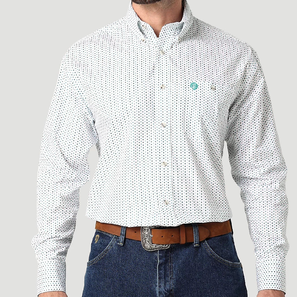 Wrangler George Strait White Print Shirt MEN - Clothing - Shirts - Long Sleeve Shirts Wrangler   
