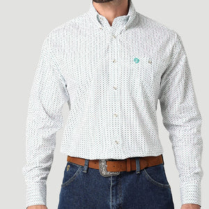 Wrangler George Strait White Print Shirt - FINAL SALE MEN - Clothing - Shirts - Long Sleeve Shirts Wrangler   