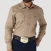 Wrangler Solid Khaki Snap Work Shirt MEN - Clothing - Shirts - Long Sleeve Shirts Wrangler