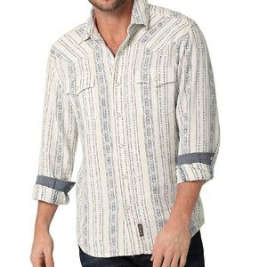 Wrangler Linen Print Snap Shirt - FINAL SALE MEN - Clothing - Shirts - Long Sleeve Shirts Wrangler   